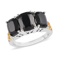 Karis Natural Thai Black Spinel 3 Stone Ring in 18K YG Plated and Platinum Bond 4.85 ctw - Sticky add to cart bar