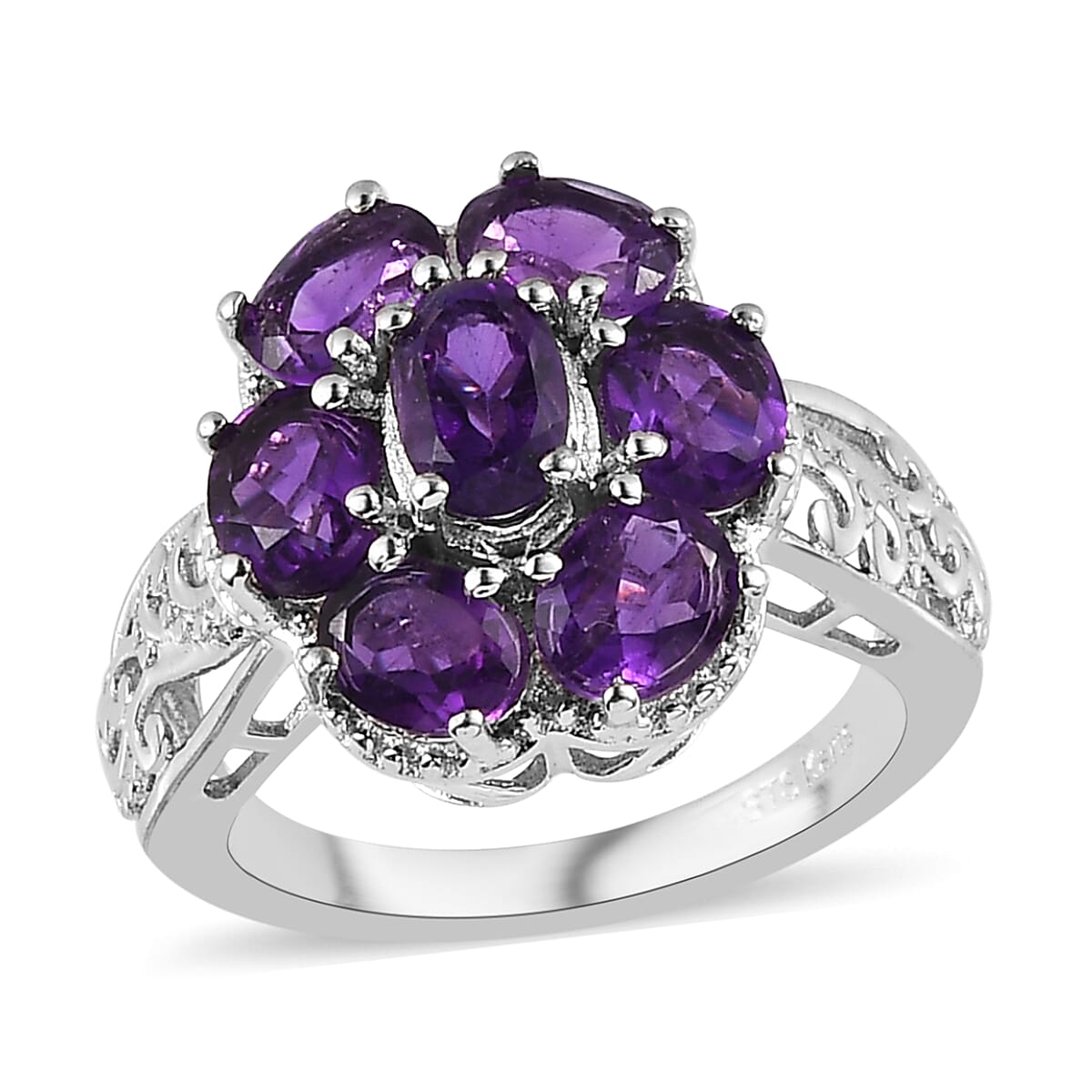 Karis Amethyst Floral Ring in Platinum Bond 2.35 ctw