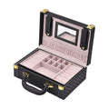 Purple Faux Leather Woven Texture 2 Layer Briefcase Jewelry Box (10.8"x7.3"x3.25") - Sticky add to cart bar