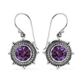 Bali Legacy Amethyst and Simulated Diamond Sun Star Earrings in Sterling Silver 1.40 ctw - Sticky add to cart bar