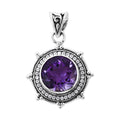 Bali Legacy Amethyst and Simulated Diamond Sun Star Pendant without Chain in Sterling Silver 1.20 ctw - Sticky add to cart bar