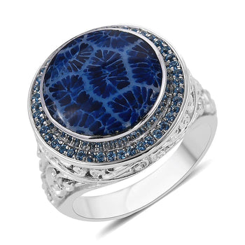 BALI LEGACY Blue Resin Shell, Swiss Blue Topaz Ring in Sterling Silver (Size 6.0) (7.2 g) 0.40 ctw - Product card gallery slide 1 (10177001587001)