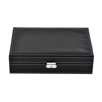Black Faux Leatehr Watch and Jewelry Organizer with Lock (11.8"x8"x3.1")