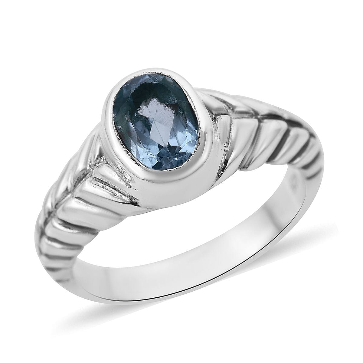 BALI LEGACY Swiss Blue Topaz Solitaire Ring in Sterling Silver (Size 10.0) 0.25 ctw