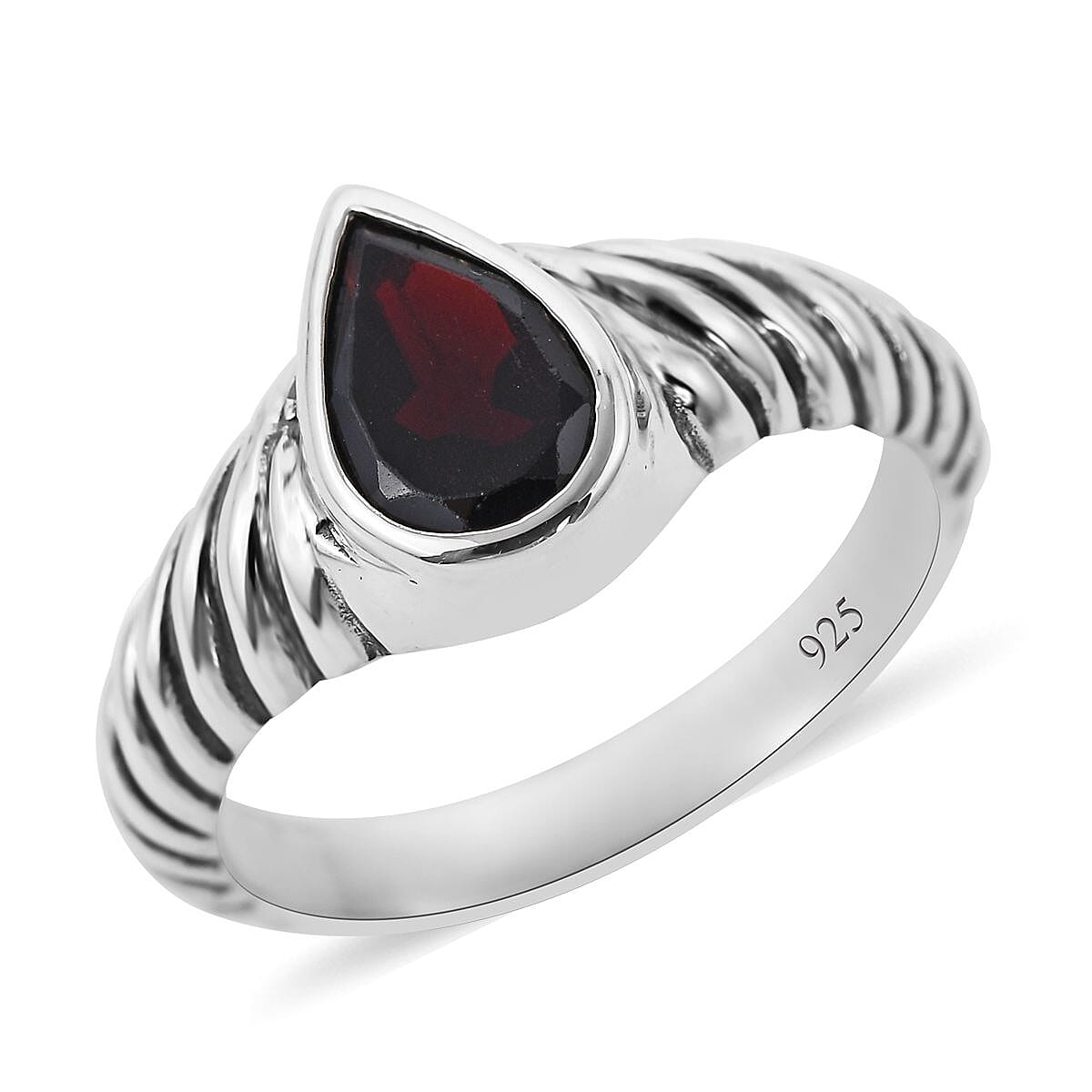 BALI LEGACY Mozambique Garnet Solitaire Ring in Sterling Silver (Size 10.0) 0.25 ctw