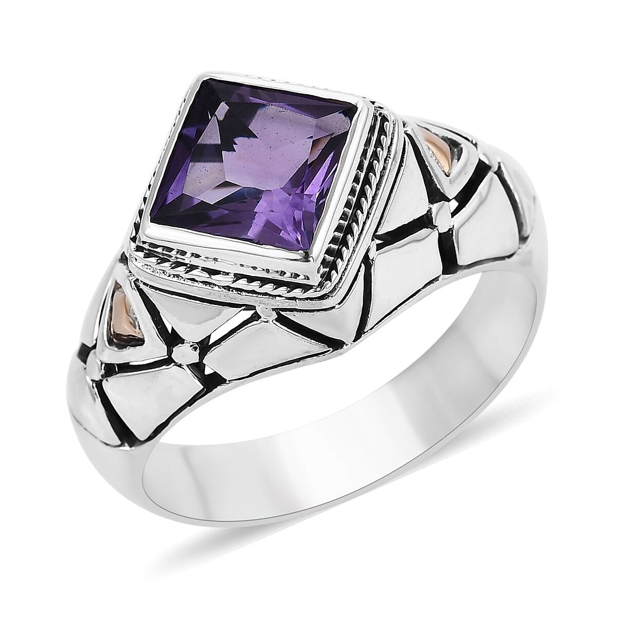 BALI LEGACY Amethyst Solitaire Ring in Sterling Silver (Size 10.0) (7.60 g) 0.50 ctw (1)