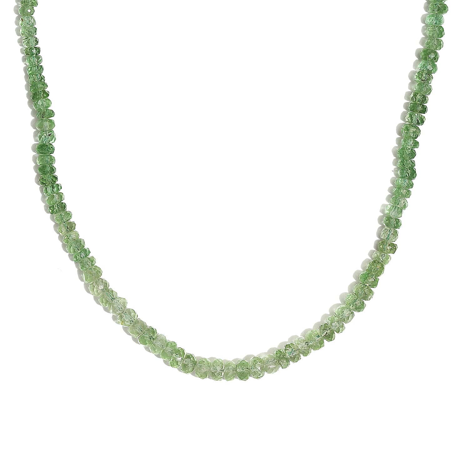 Brazilian Mint Garnet 67.10 ctw Beaded Necklace in Rhodium Over Sterling Silver 18-20 Inches