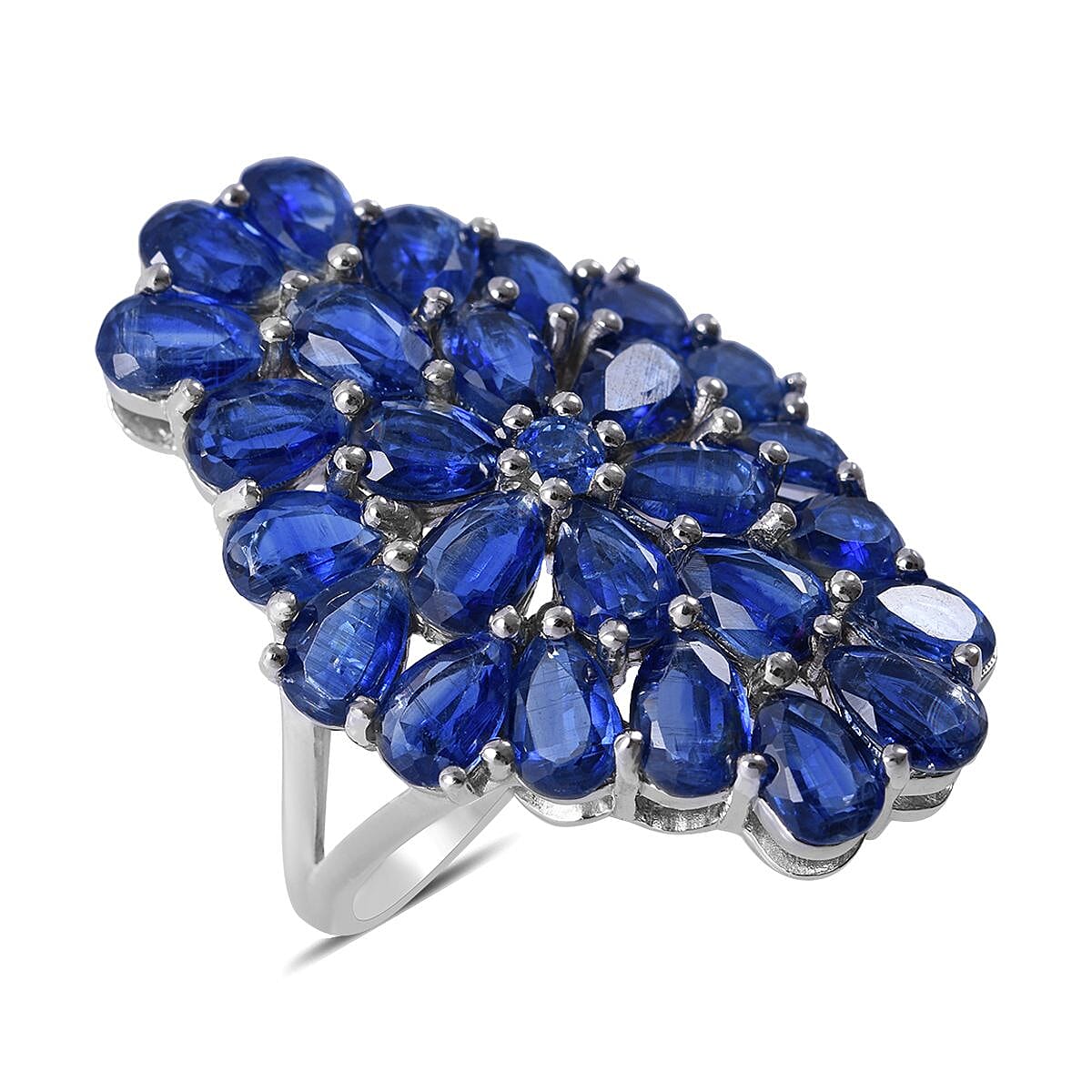 Kashmir Kyanite Elongated Ring in Platinum Over Sterling Silver 8 Grams 14.00 ctw (Delivery 3-5 Business Days)