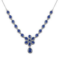 Kashmir Kyanite and White Zircon 11.60 ctw Necklace in Platinum Over Sterling Silver 18 Inches