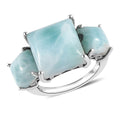 Premium Larimar and Natural White Zircon 3 Stone Ring in Platinum Over Sterling Silver 13.60 ctw - Sticky add to cart bar