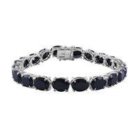 Thai Black Spinel Tennis Bracelet in Platinum Over Sterling Silver (6.50 In) 42.00 ctw