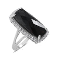 Checkerboard Cut Natural Thai Black Spinel and Natural White Zircon Ring in Platinum Over Sterling Silver 13.75 ctw - Sticky add to cart bar