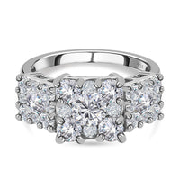 Moissanite Ring in Rhodium Over Sterling Silver (Size 10.0) 2.33 ctw