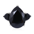 Natural Thai Black Spinel Trilogy Ring in Platinum Over Sterling Silver 22.60 ctw - Sticky add to cart bar