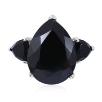 Natural Thai Black Spinel Trilogy Ring in Platinum Over Sterling Silver 22.60 ctw