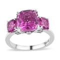 African Lilac Quartz (Triplet) 3 Stone Ring in Platinum Over Sterling Silver 4.25 ctw - Sticky add to cart bar