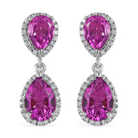 African Lilac Quartz (Triplet) and White Zircon Dangling Earrings in Platinum Over Sterling Silver 7.75 ctw