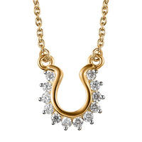 Moissanite Fancy Lucky Horseshoe Necklace (Size - 18) in Vermeil YG Sterling Silver 0.38 ctw