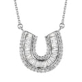 White Zircon Lucky Horseshoe Necklace 18 Inches in Platinum Over Sterling Silver 2.90 ctw - Sticky add to cart bar