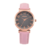 Strada Japanese Movement Starry Sky Ppattern Dial Watch with Pink Faux Leather Strap