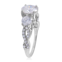 TLV 100 Facet Moissanite (Rnd 8mm) Ring in Platinum Over Sterling Silver (Size 10.0) 3.00 ctw