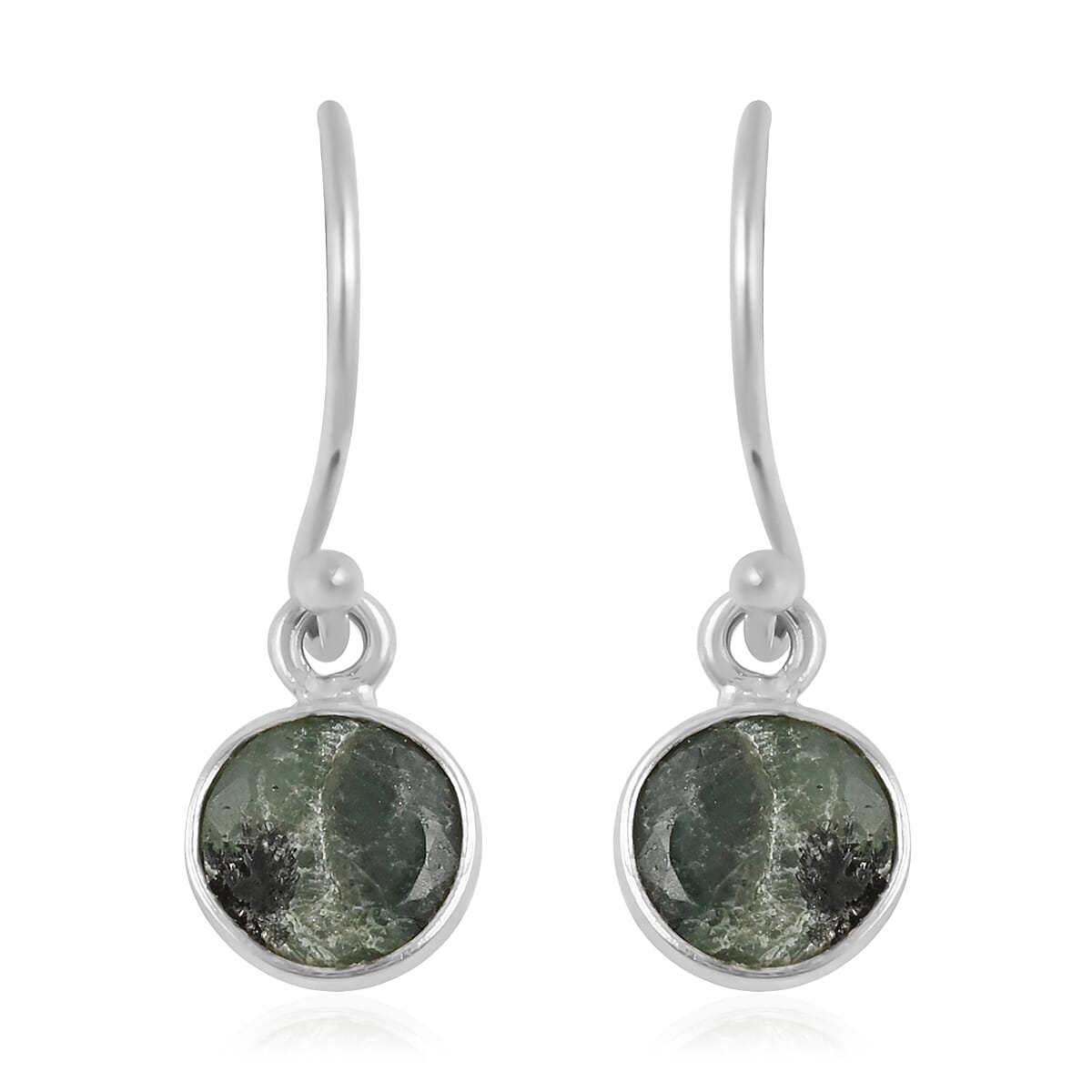 Emerald Drop Earrings in Rhodium Over Sterling Silver 1.28 ctw