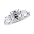Asscher Cut Moissanite Ring in Platinum Over Sterling Silver (Size 9.0) 3.60 ctw - Sticky add to cart bar