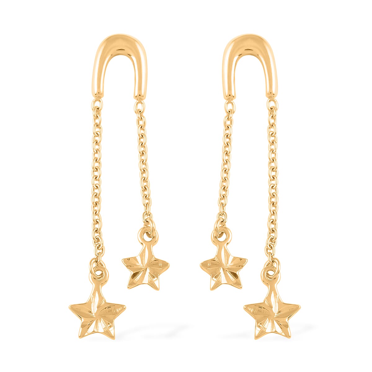 14K YG Over Sterling Silver Star Dangle Earrings (1.60 g)