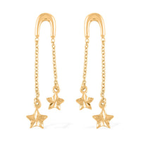 14K YG Over Sterling Silver Star Dangle Earrings (1.60 g)
