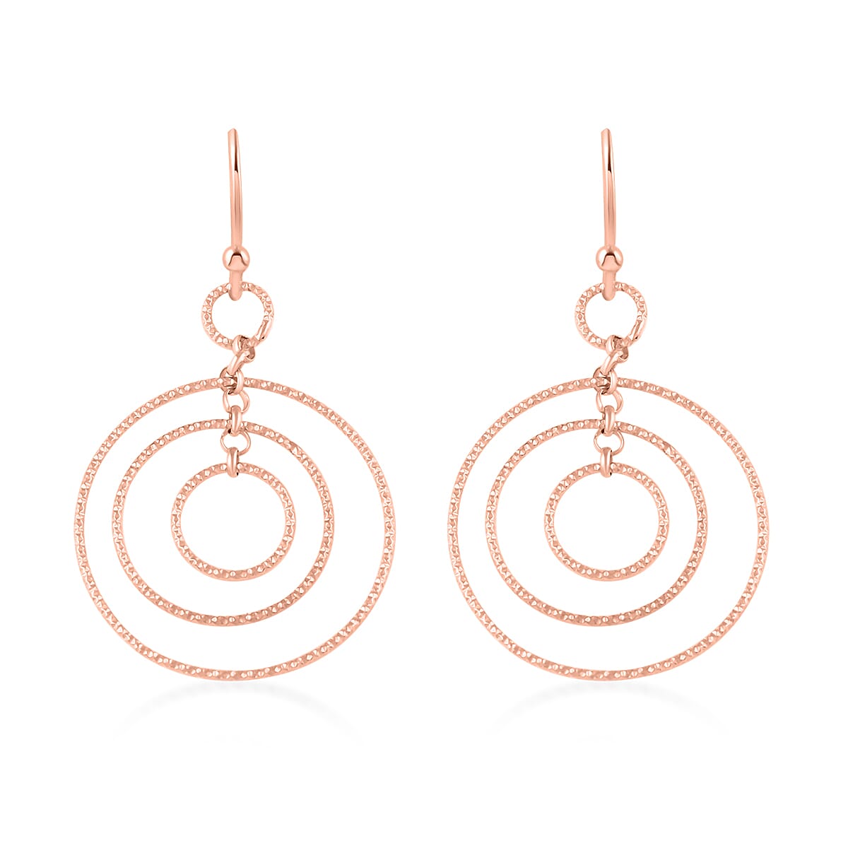 14K RG Over Sterling Silver Inner Circle Dangle Earrings (2.90 g)
