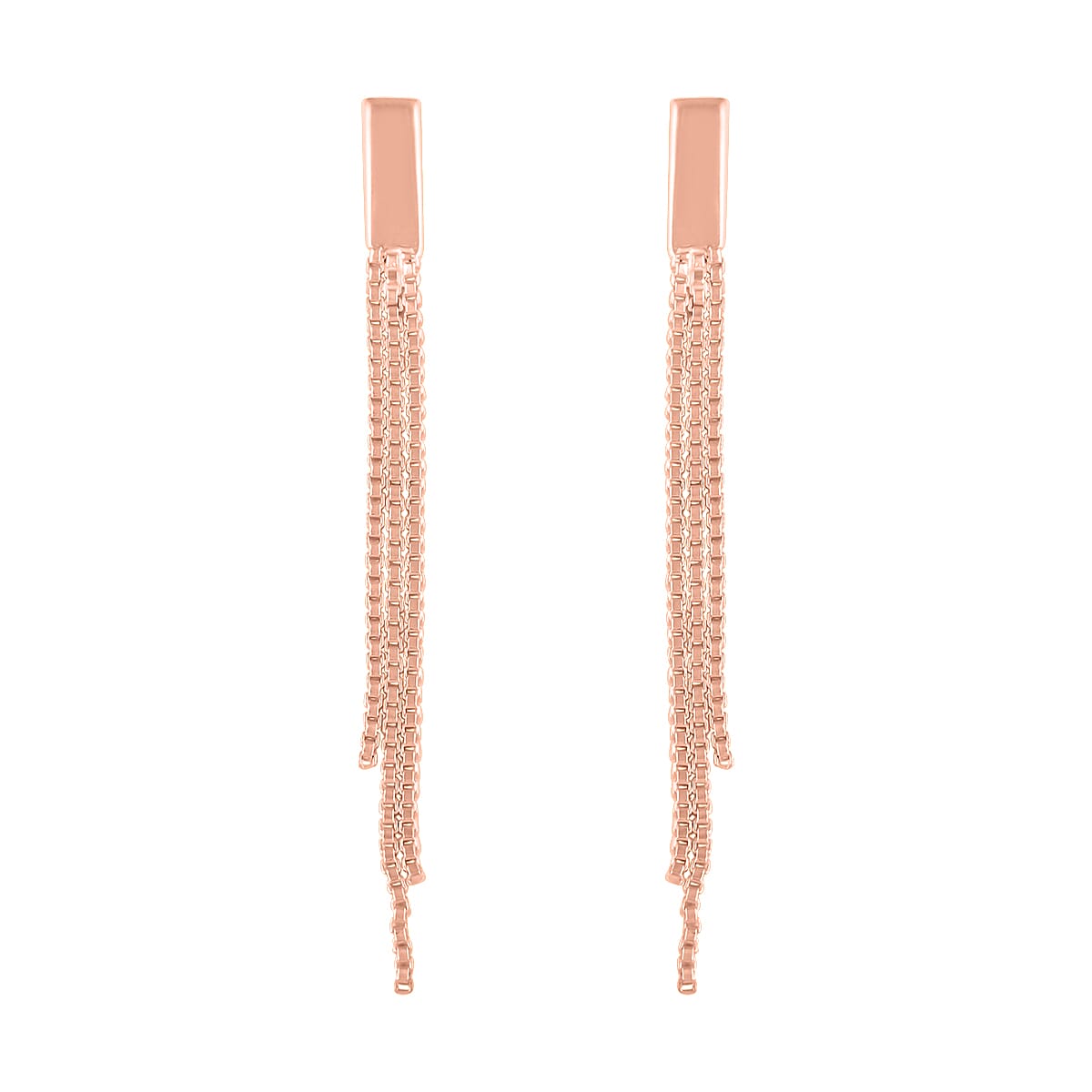 14K RG Over Sterling Silver Fringe Dangle Earrings (1.7 g)