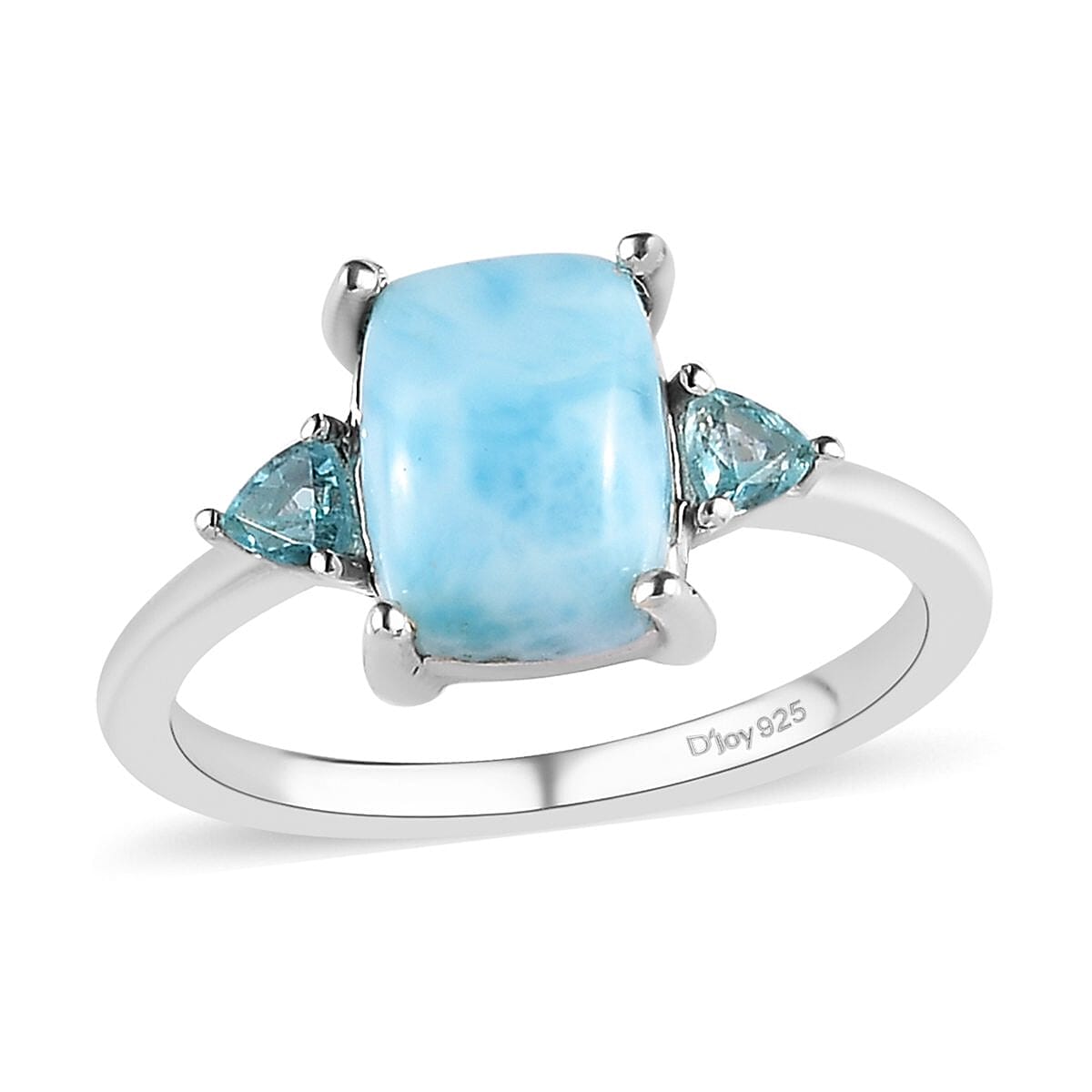 Premium Larimar, Betroka Blue Apatite Ring in Platinum Over Sterling Silver (Size 10.0) 2.85 ctw