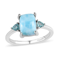 Premium Larimar, Betroka Blue Apatite Ring in Platinum Over Sterling Silver (Size 10.0) 2.85 ctw