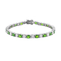 Natural Chrome Diopside and Moissanite Tennis Bracelet in Rhodium Over Sterling Silver (6.50 In) 8.85 Grams 11.20 ctw - Sticky add to cart bar