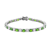 Natural Chrome Diopside and Moissanite Tennis Bracelet in Rhodium Over Sterling Silver (6.50 In) 8.85 Grams 11.20 ctw