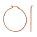14K Rose Gold Over Sterling Silver Hammered Texture Hoop Earrings 2.30 Grams - Sticky add to cart bar