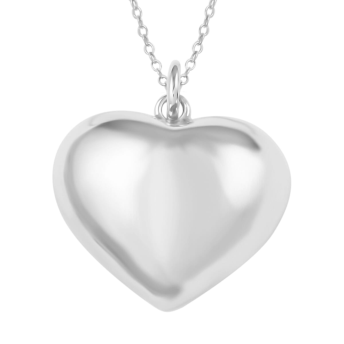 Sterling Silver Heart Pendant Necklace (18 Inches) (3.20 g)