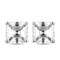 Asscher Cut Moissanite Stud Earrings in Platinum Over Sterling Silver 2.40 ctw (Delivery in 5-7 Business Days)