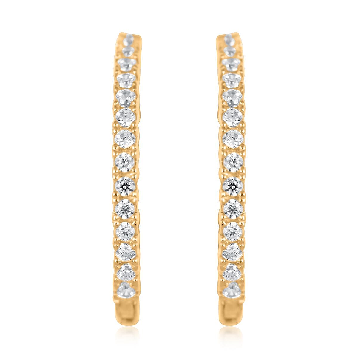 14K Yellow Gold Simulated Diamond Endless Hoop Earrings 0.25 ctw