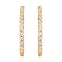 14K Yellow Gold Simulated Diamond Endless Hoop Earrings 0.25 ctw