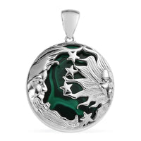 African Malachite Celestial Pendant in Platinum Over Copper with Magnet 62.15 ctw