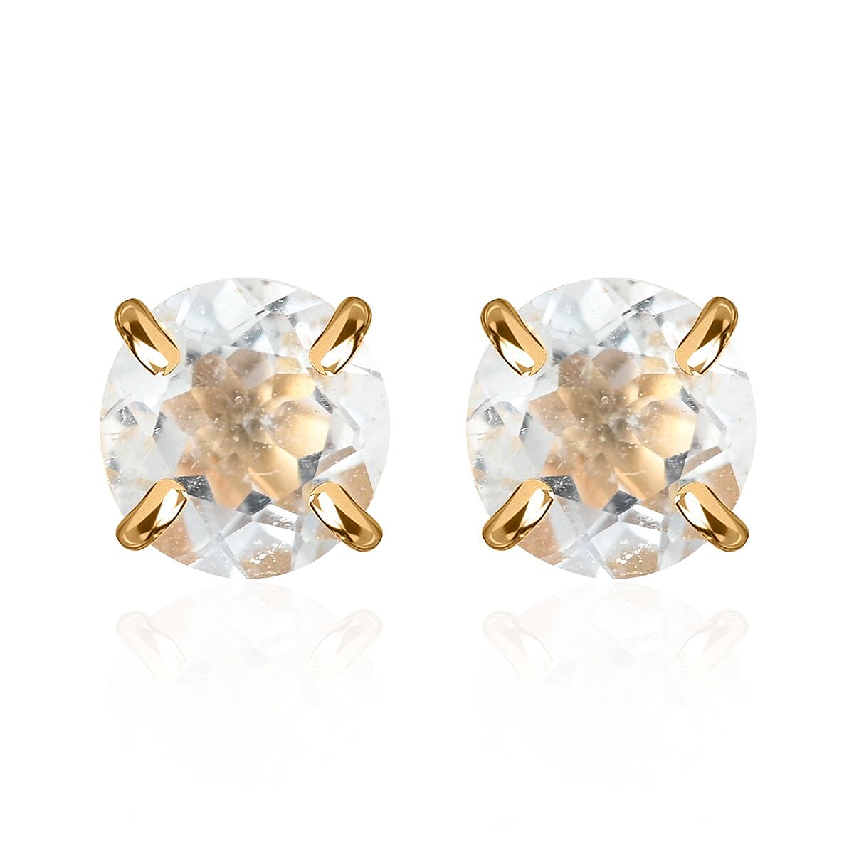 14K Yellow Gold Aquamarine Solitaire Stud Earrings 0.50 ctw