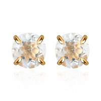 14K Yellow Gold Aquamarine Solitaire Stud Earrings 0.50 ctw