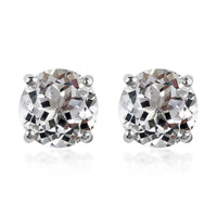 White Topaz Solitaire Stud Earrings in Platinum Over Sterling Silver 5.15 ctw