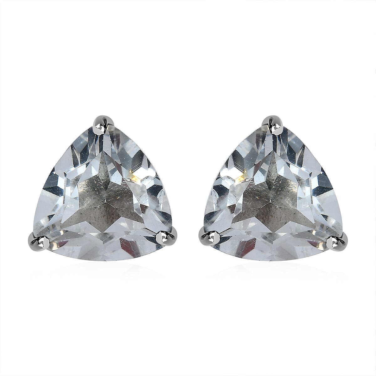 White Topaz Stud Earrings in Platinum Over Sterling Silver 6.25 ctw