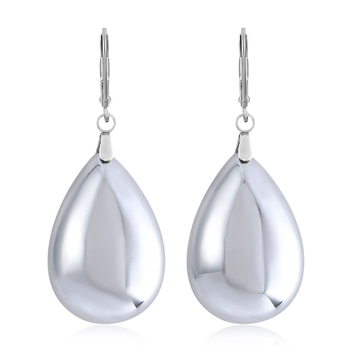Terahertz Pear Shape Earrings in Stainless Steel 57.50 ctw
