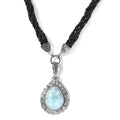 Artisan Crafted Larimar and Thai Black Spinel Necklace 18 Inches in Sterling Silver 99.50 ctw - Sticky add to cart bar