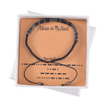 Hematite and Black Obsidian Beaded Always in My Heart Morse Code Bracelet Natural Cotton Cord Thread (Adjustable) 13.00 ctw - Sticky add to cart bar