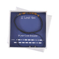 Hematite and Yellow Tiger's Eye Beaded I Love You Morse Code Bracelet in Silvertone and Natural Cotton Cord (Adjustable) 10.00 ctw - Sticky add to cart bar