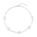 White Coin Freshwater Pearl Paper Clip Chain Necklace 18-20 Inches in Stainless Steel - Sticky add to cart bar